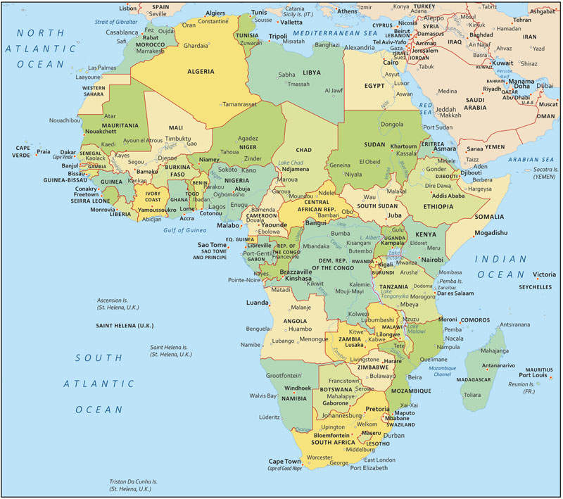 Bản đồ châu Phi mới nhất hiện nay