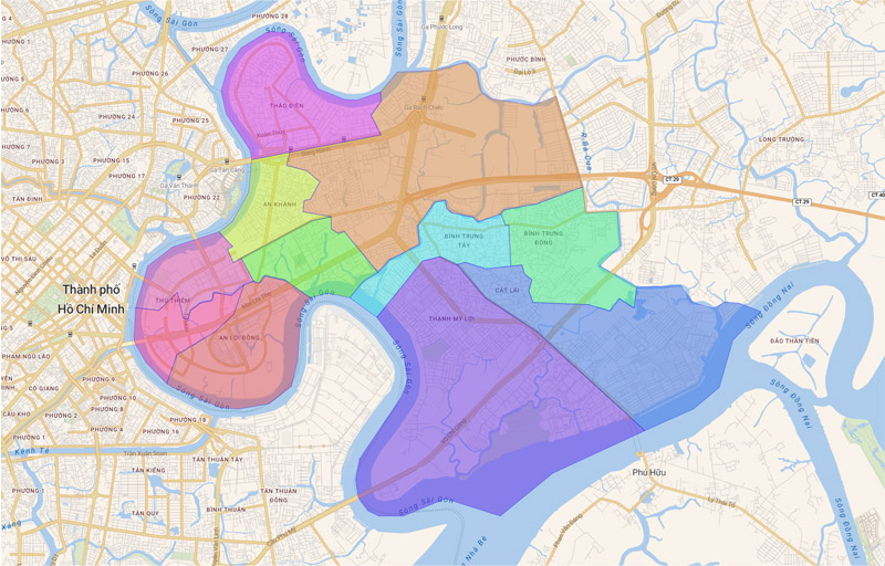 Bản đồ Quận 2 trước năm 2021