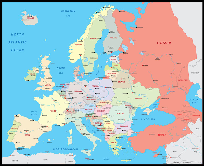 Bản đồ các nước châu Âu