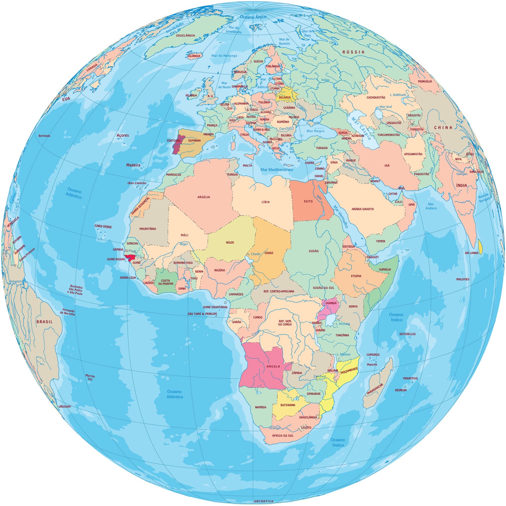 Bản đồ quả địa cầu thế giới