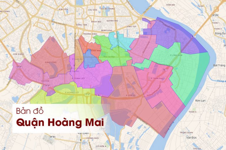 Bản đồ hành chính quận Hoàng Mai Hà Nội chi tiết