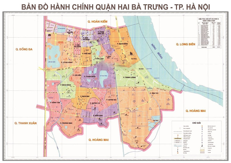 Bản đồ hành chính quận Hai Bà Trưng Hà Nội