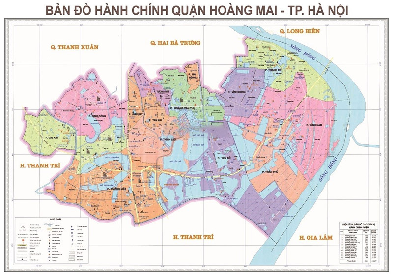 Bản đồ hành chính quận Hoàng Mai mới nhất