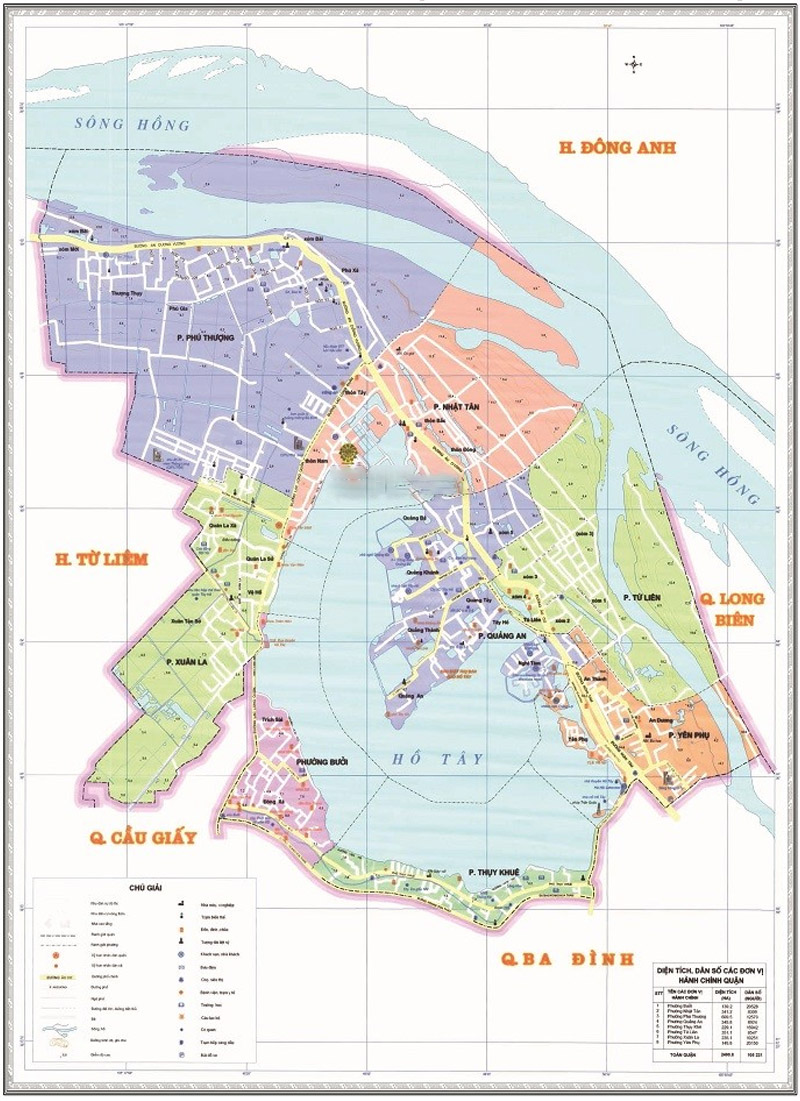 Bản đồ hành chính quận Tây Hồ Hà Nội