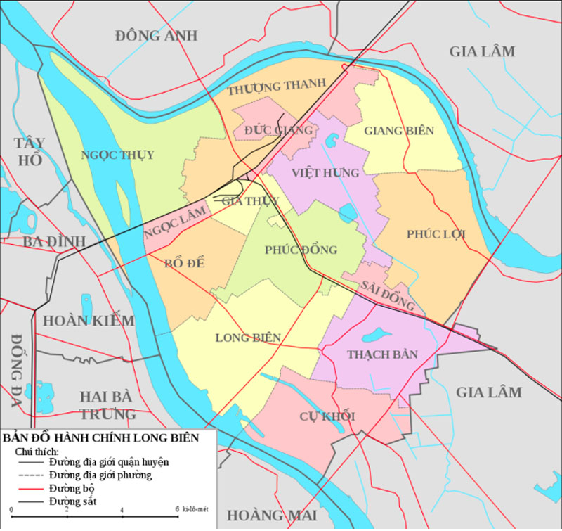 Bản đồ các phường quận Long Biên, Hà Nội