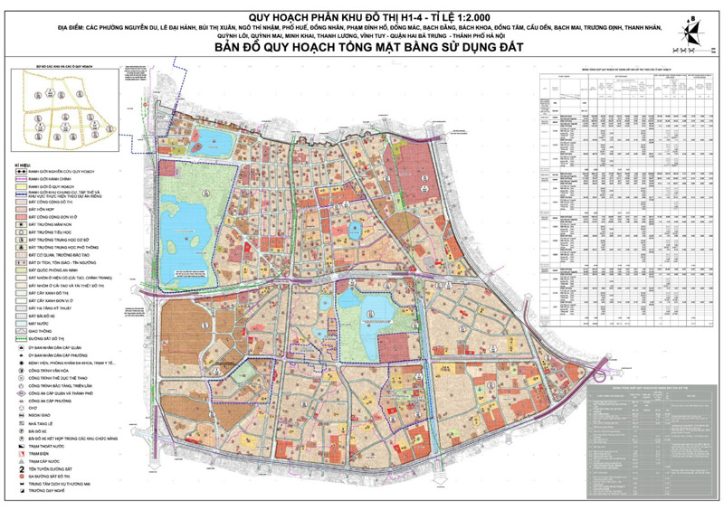 Bản đồ quy hoạch sử dụng đất quận Hai Bà Trưng Hà Nội