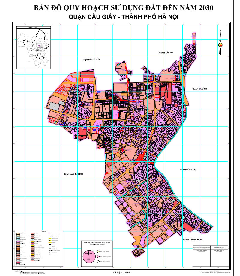 Bản đồ quy hoạch sử dụng đất quận Cầu Giấy đến năm 2030