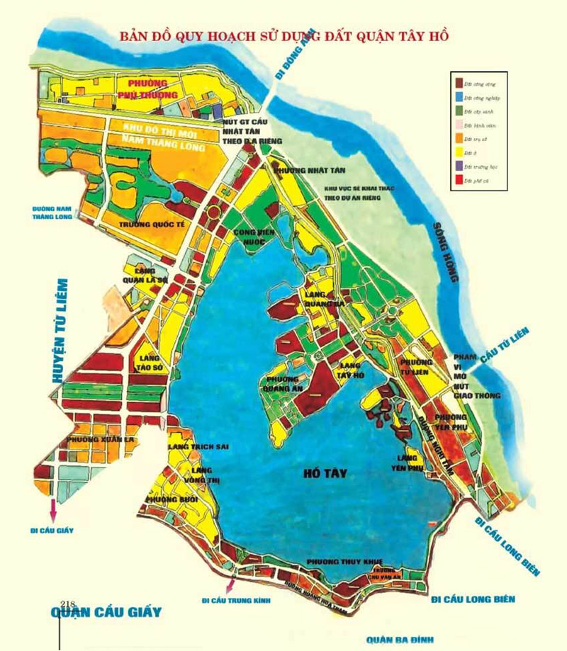 Bản đồ quy hoạch sử dụng đất quận Tây Hồ mới nhất