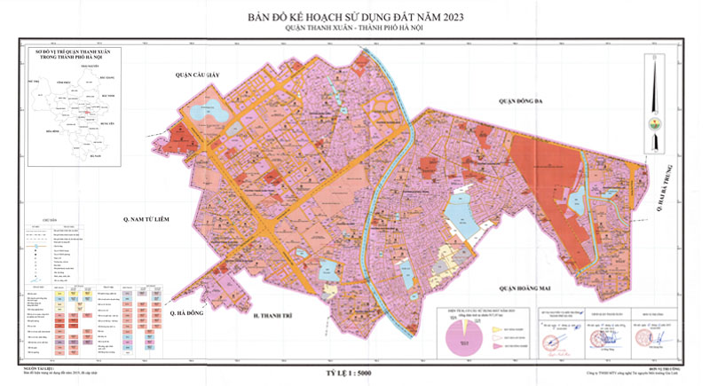 Bản đồ quy hoạch sử dụng đất quận Thanh Xuân mới nhất