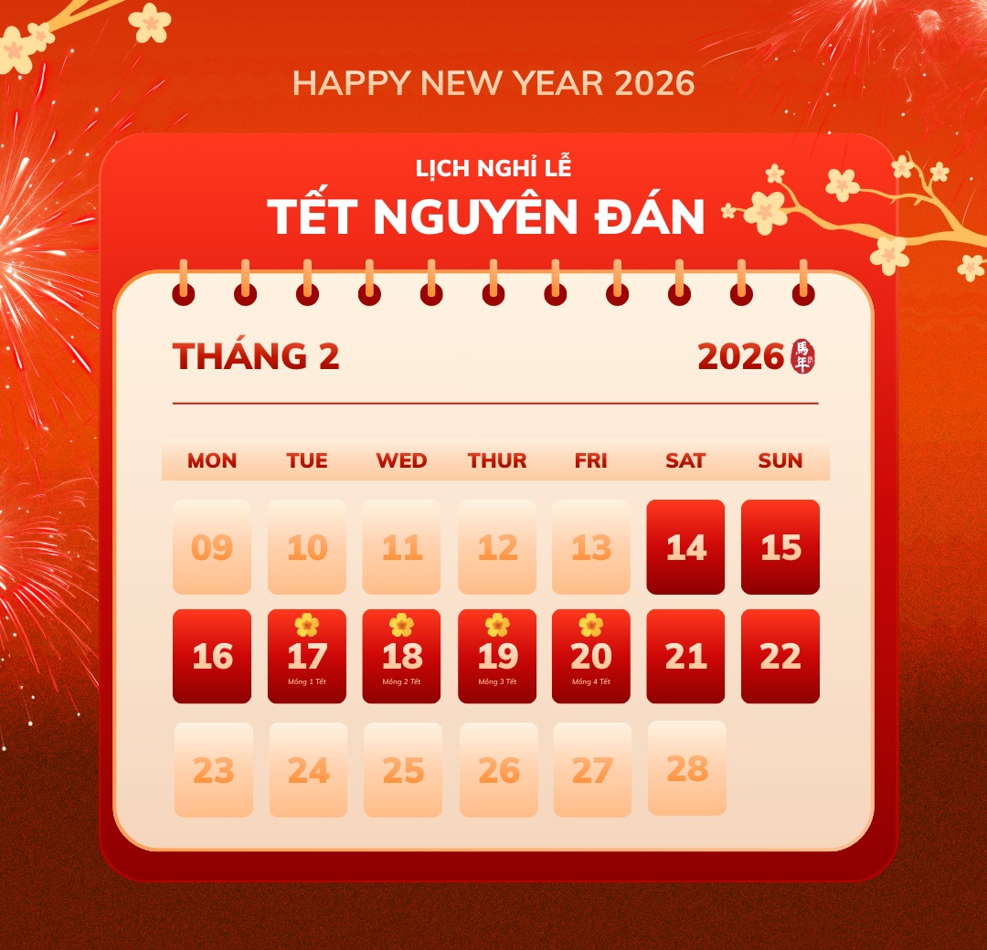 Lịch nghỉ Tết Nguyên Đán 2026