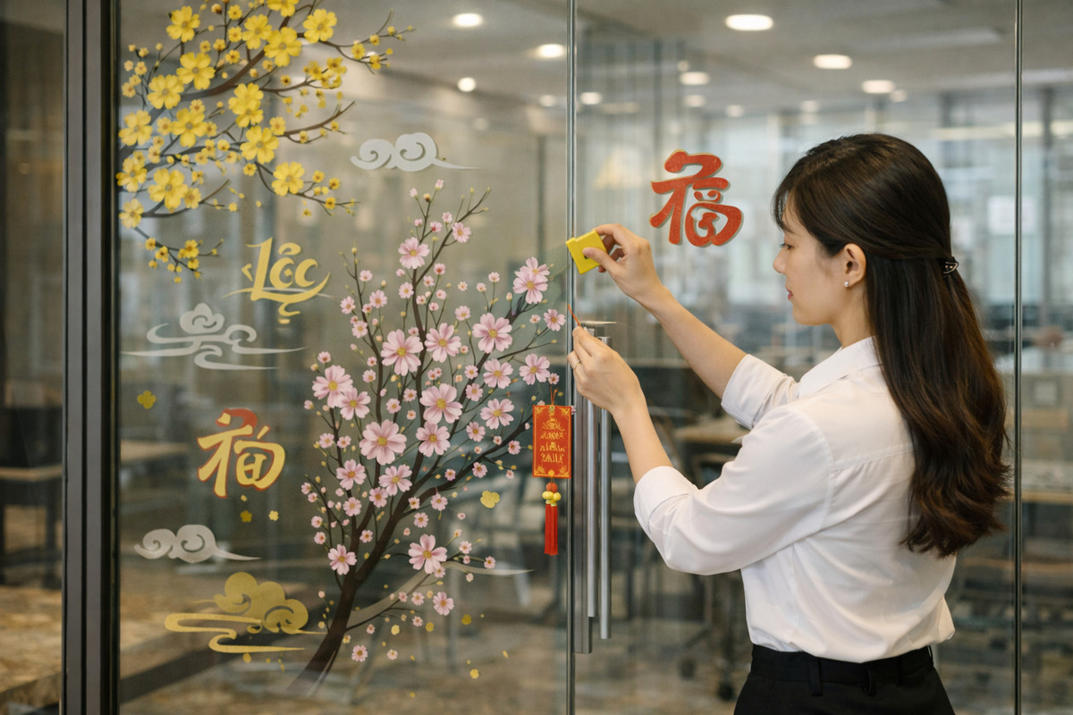 Trang trí Tết văn phòng đẹp