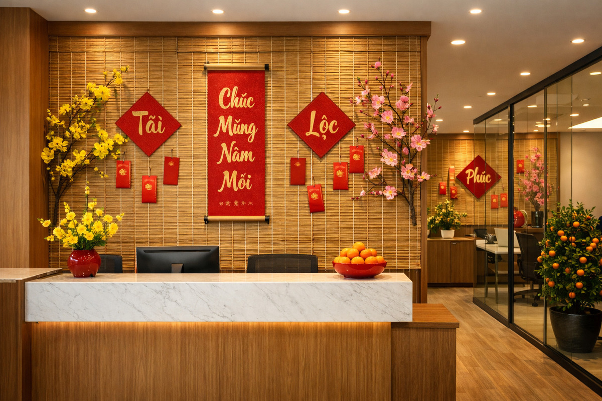 Ý tưởng trang trí Tết văn phòng