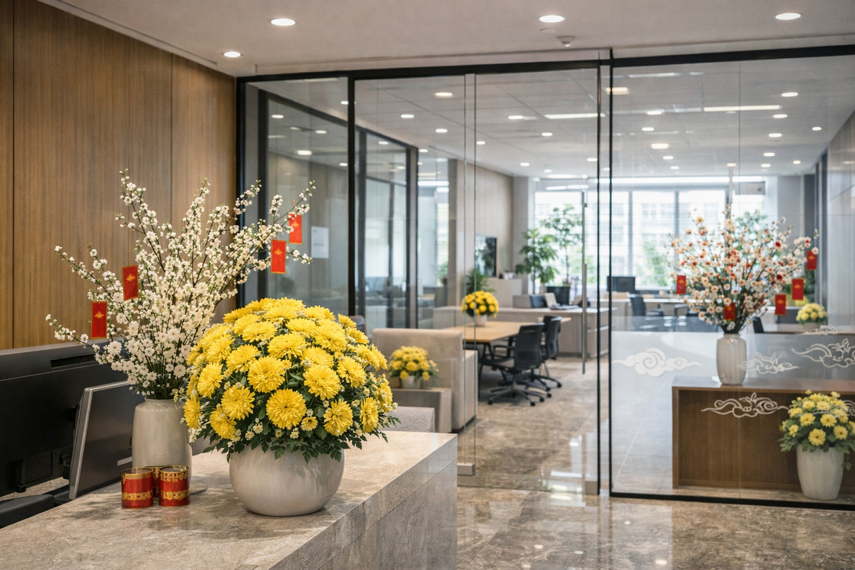 Ý tưởng trang trí Tết văn phòng