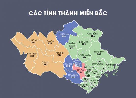 Danh sách các tỉnh miền Bắc cập nhật mới nhất