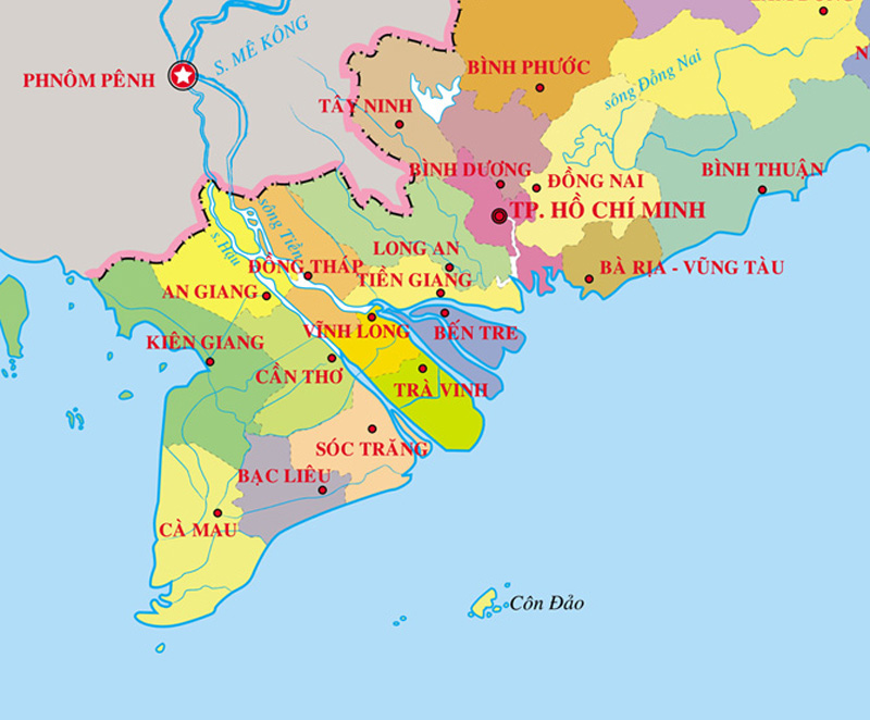 Vùng Nam Bộ gồm những tỉnh nào?