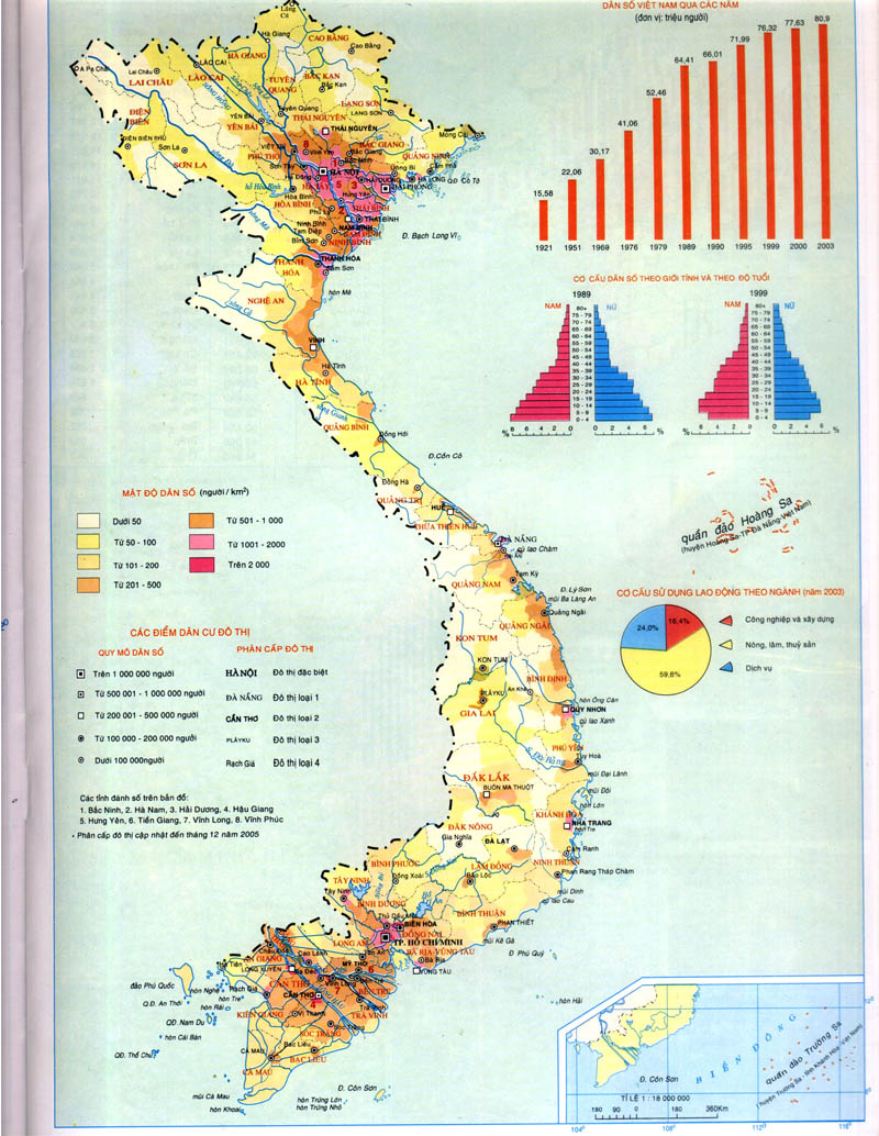 Bản đồ mật độ dân số Việt Nam mới nhất