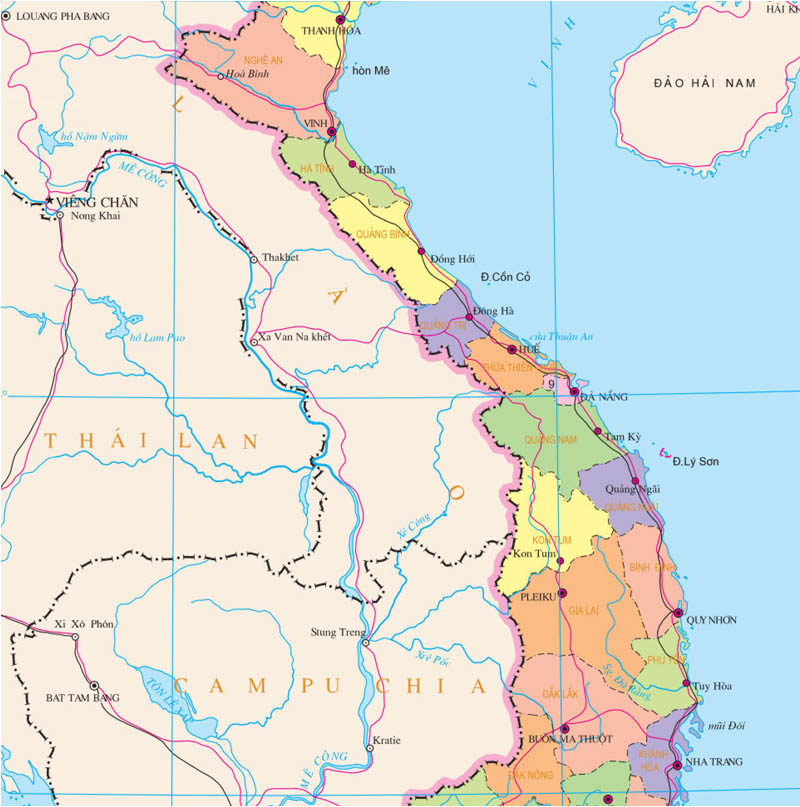 Bản đồ miền Trung Việt Nam