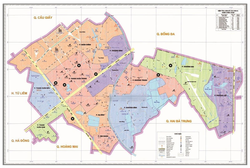 Vị trí địa lý của quận Thanh Xuân trên bản đồ