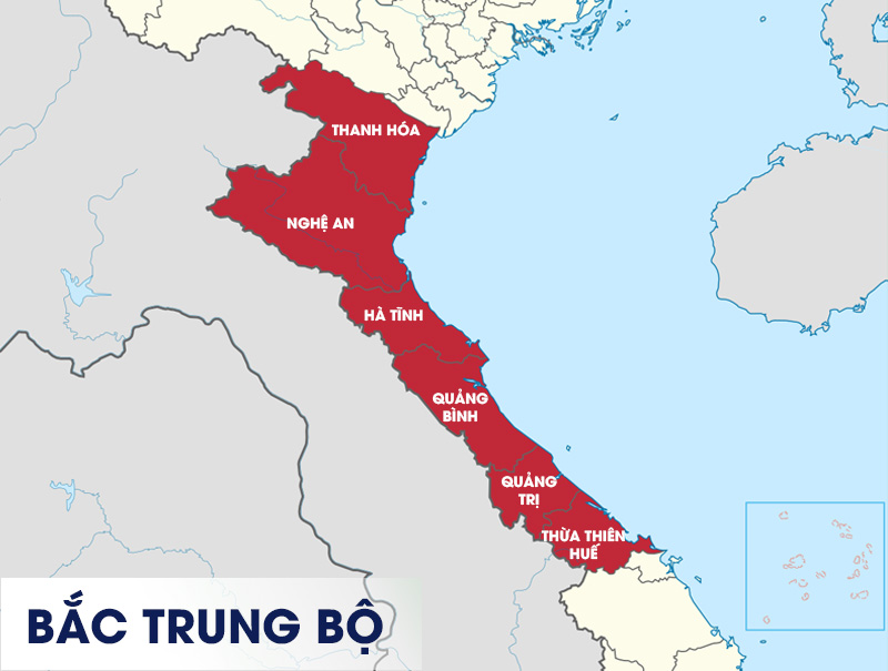 Vùng Bắc Trung Bộ gồm 6 tỉnh