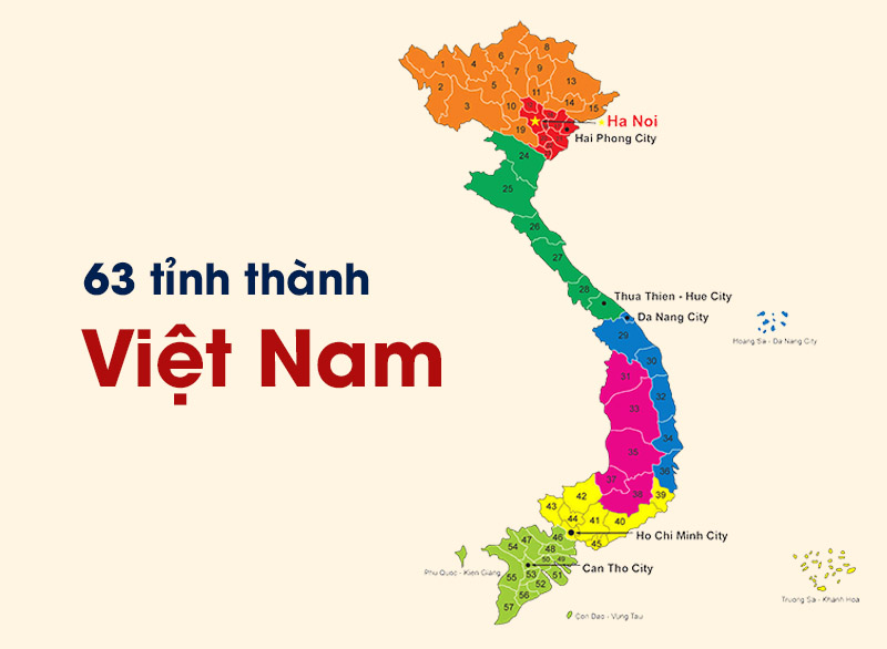 Danh sách 63 Tỉnh thành Việt Nam cập nhật mới nhất 2024