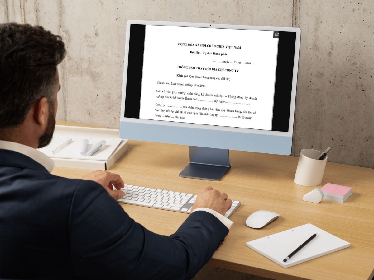 Mẫu thông báo thay đổi địa chỉ công ty mới nhất 202