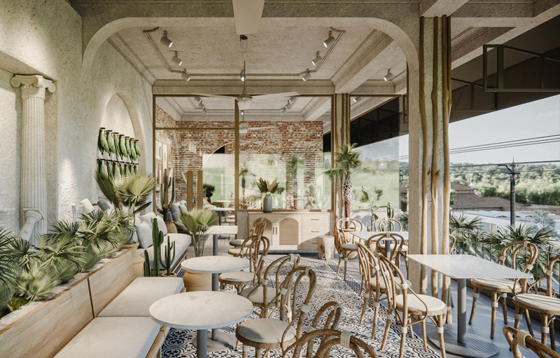 Thiết kế quán cà phê phong cách Địa Trung Hải