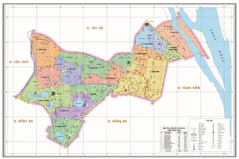 Bản đồ các phường quận Ba Đình mới nhất