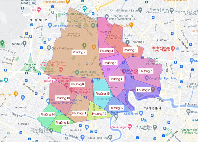Bản đồ hành chính quận Phú Nhuận TPHCM