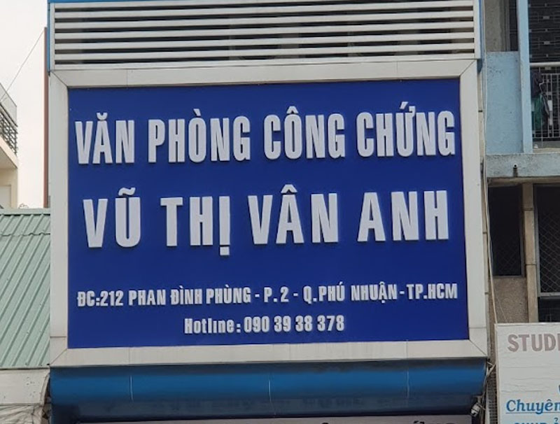 Địa chỉ văn phòng công chứng Vũ Thị Vân Anh