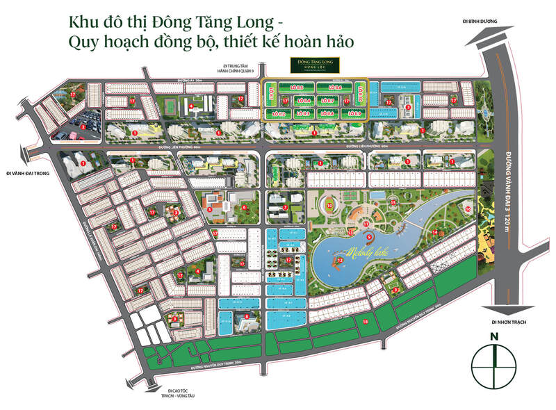 Mặt bằng tổng thể của dự án khu đô thị ở Đông Tăng Long