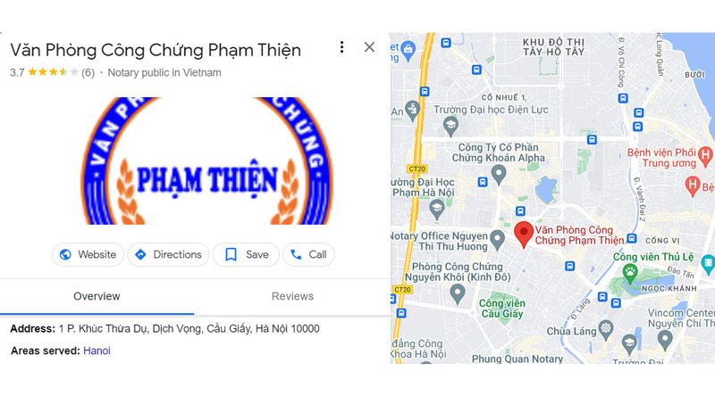 Văn phòng công chứng Phạm Thiện tại quận Cầu Giấy, Hà Nội 