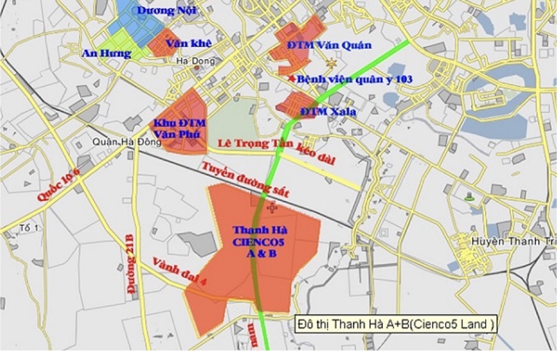 Sơ đồ vị trí của khu đô thị Thanh Hà