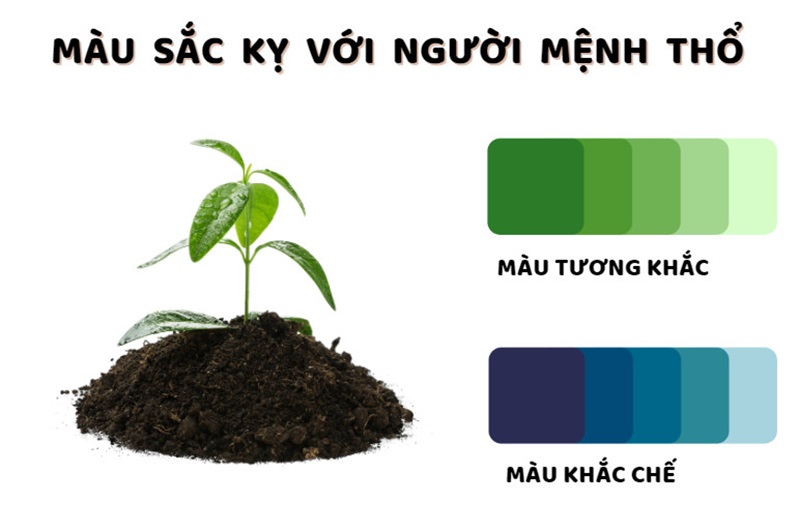 Bảng màu sắc kỵ với mệnh Thổ