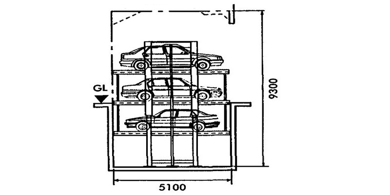 Bãi đỗ xe tự động cao tầng 3 hoặc 6 xe ngầm dưới mặt đất