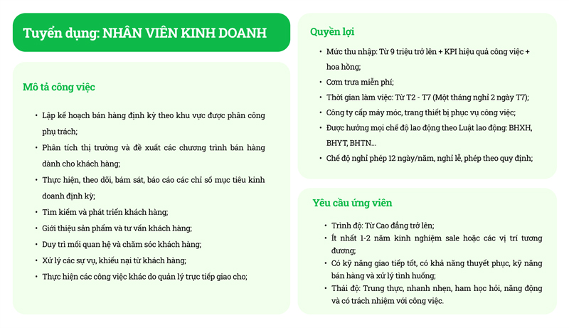 phác thảo bản mô tả công việc 