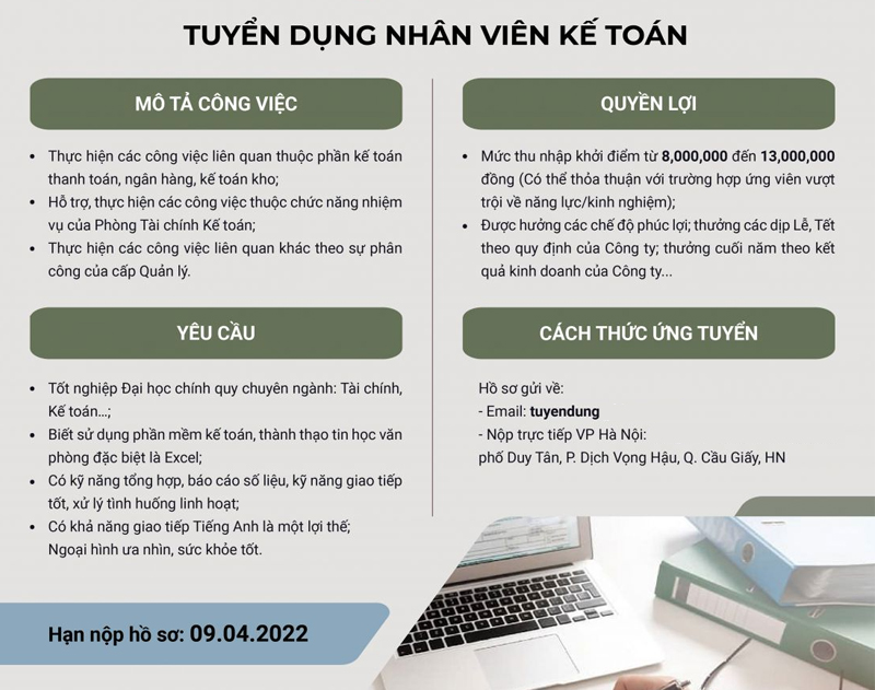 mẫu thông báo tuyển dụng nhân viên kế toán 