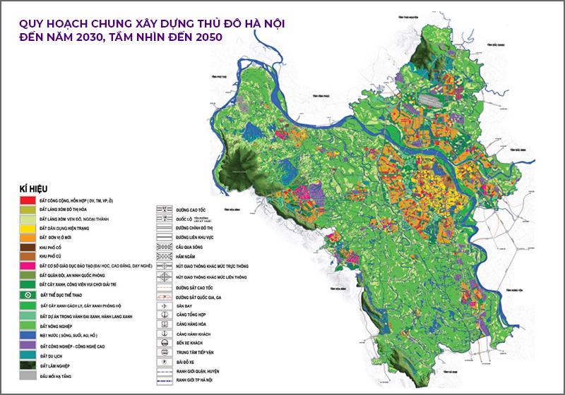 Thông tin được thể hiện trên bản đồ quy hoạch Hà Nội