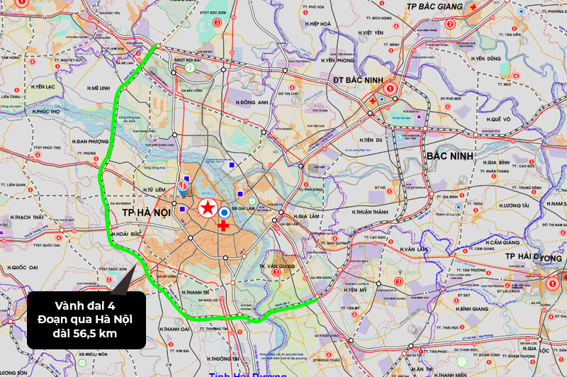 Vành đai 4 đoạn qua Hà Nội chiếm khoảng 1 nửa chiều dài tổng cung đường