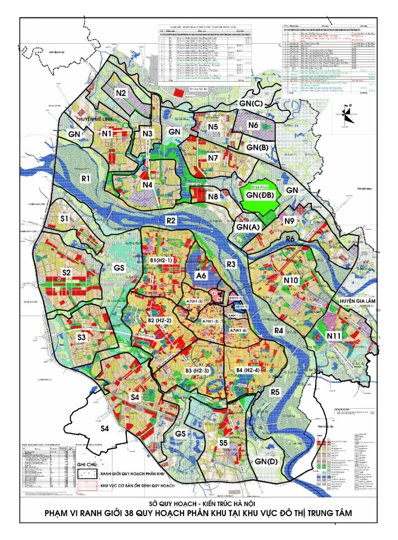 38 quy hoạch phân khu tại đô thị trung tâm thành phố Hà Nội