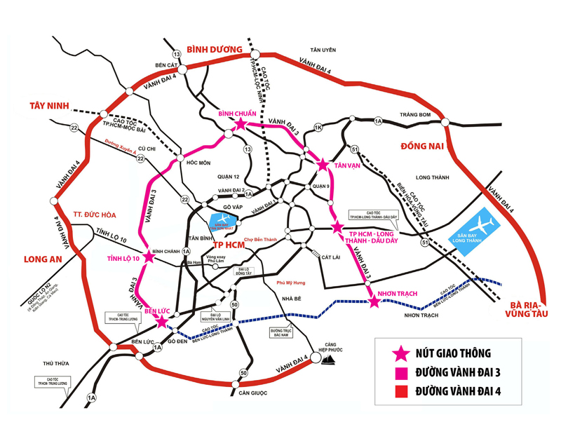 Bản đồ đường Vành đai 4 TPHCM chi tiết nhất