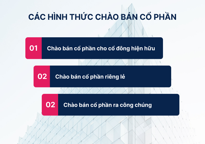 Các hình thức chào bán cổ phần để tăng vốn điều lệ