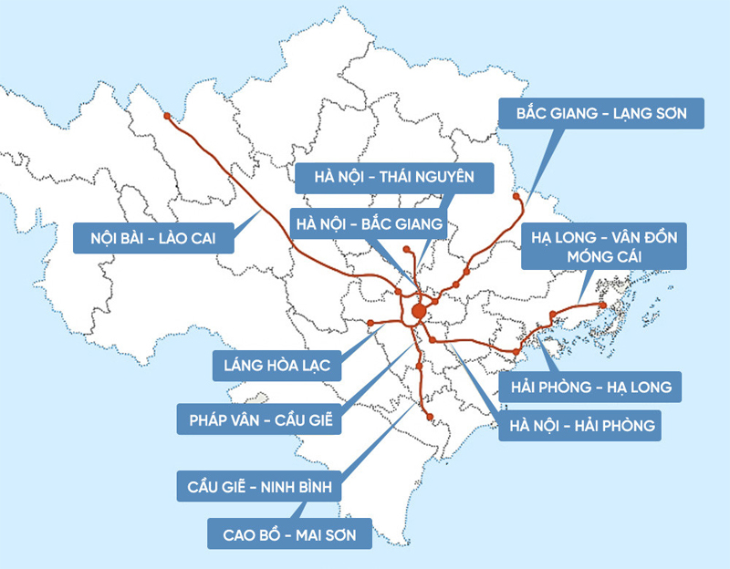 Các tuyến cao tốc khu vực phía Bắc Việt Nam
