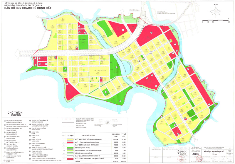Bản đồ quy hoạch được thể hiện bằng nhiều ký hiệu và màu sắc khác nhau