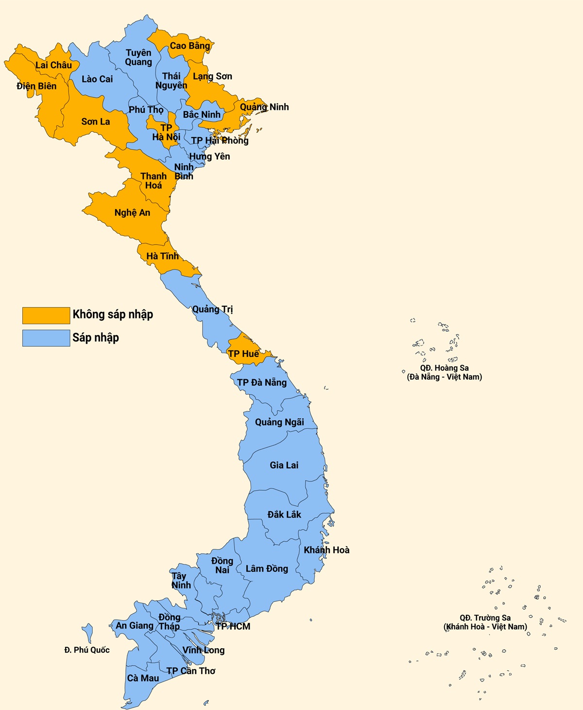 Bản đồ Việt Nam sau sáp nhập