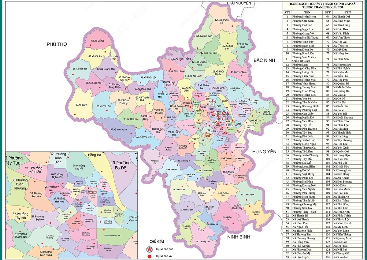 Danh sách các phường Hà Nội sau sáp nhập