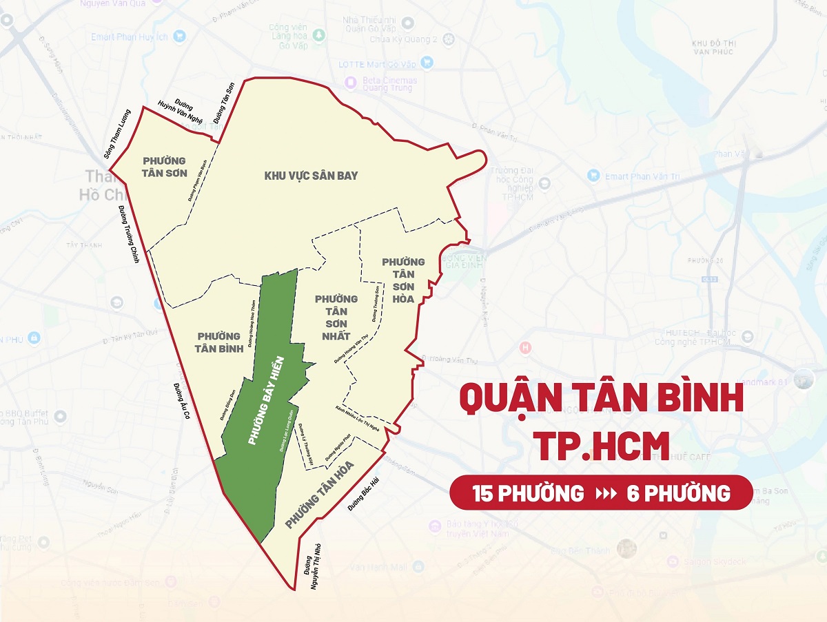 Bản đồ quận Tân Bình sau sáp nhập