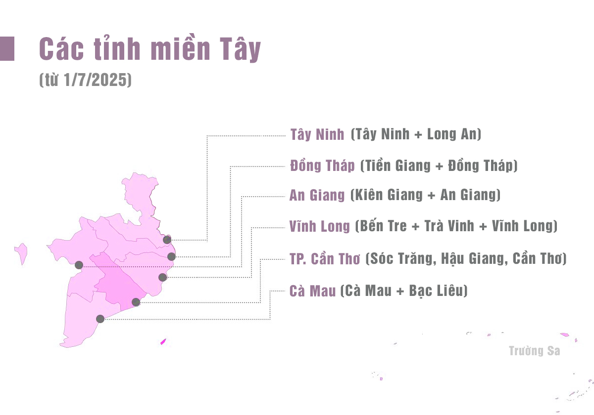 Sáp nhập các tỉnh miền Tây theo Nghị quyết 60-NQ/TW năm 2025