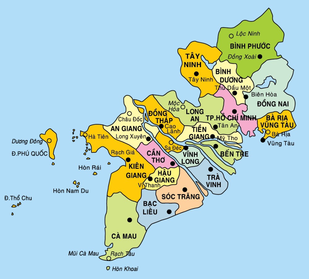 Các tỉnh miền Nam trước sáp nhập