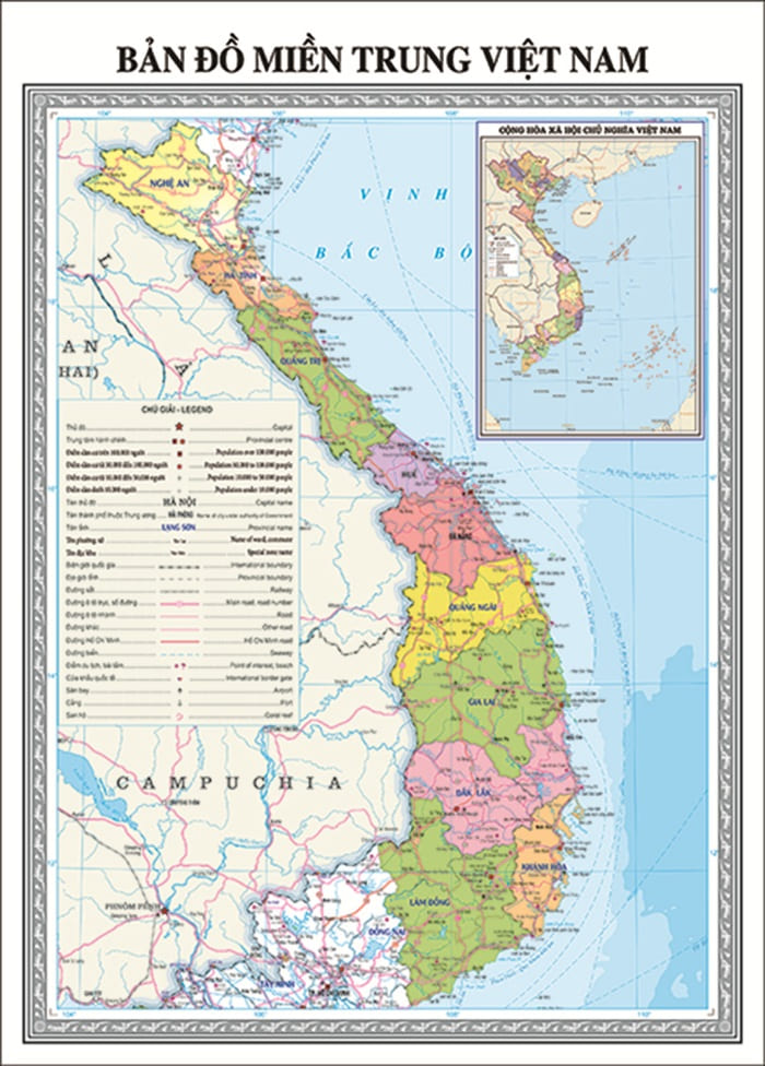 Bản đồ các tỉnh miền Trung sau sáp nhập