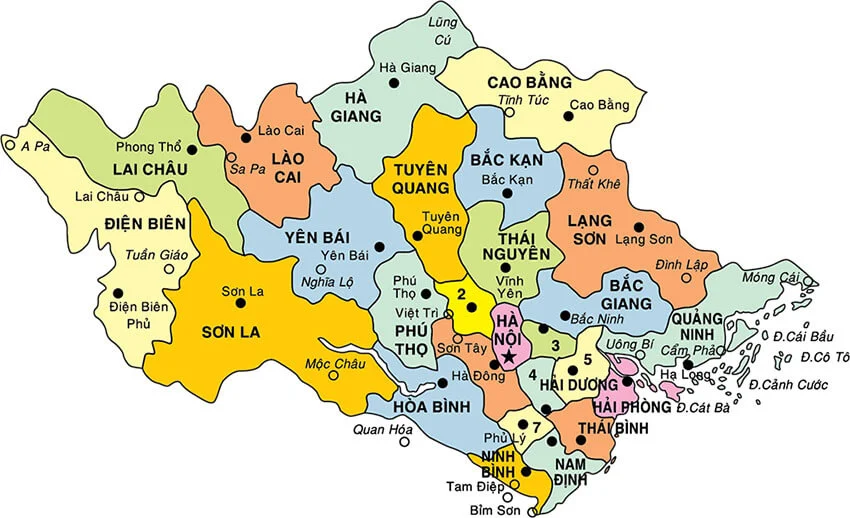 Bản đồ miền Bắc trước sáp nhập